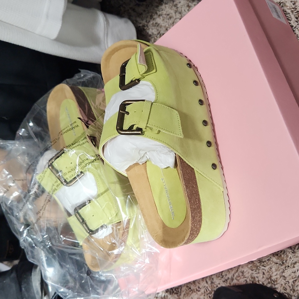Free people internationally pistachio suede platform sandals